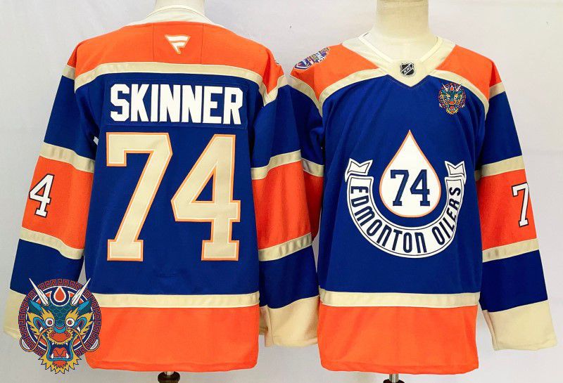 Men Edmonton Oilers 74 Skinner Blue Fanatics 2025 NHL Jersey style 4